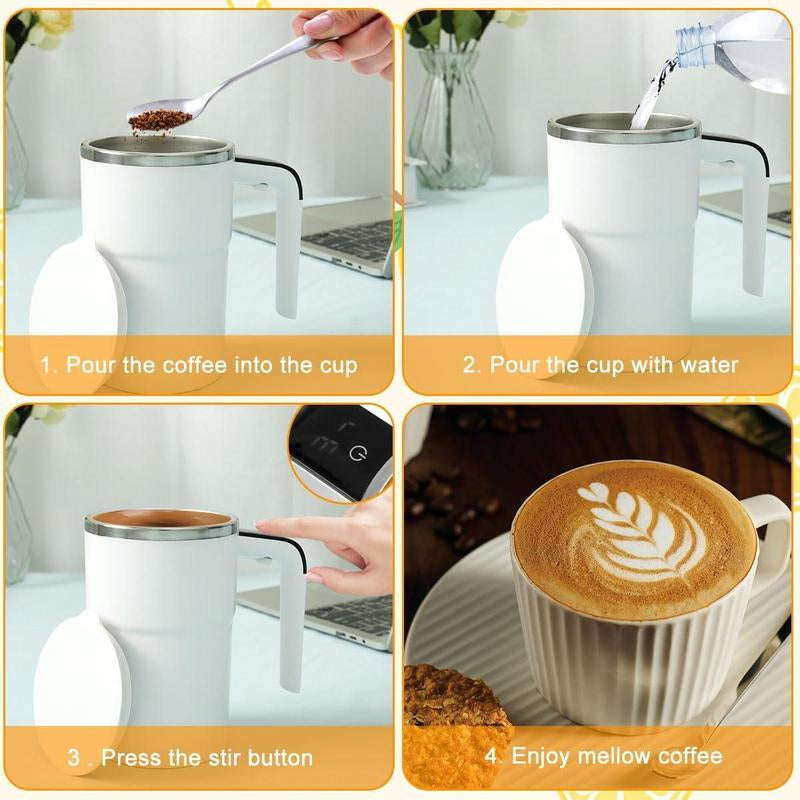 380ml Automatic Magnetic Stirring Coffee Mug with Rechargeable Electric Function and Digital Display - Ideal Gift for Family and Friends
