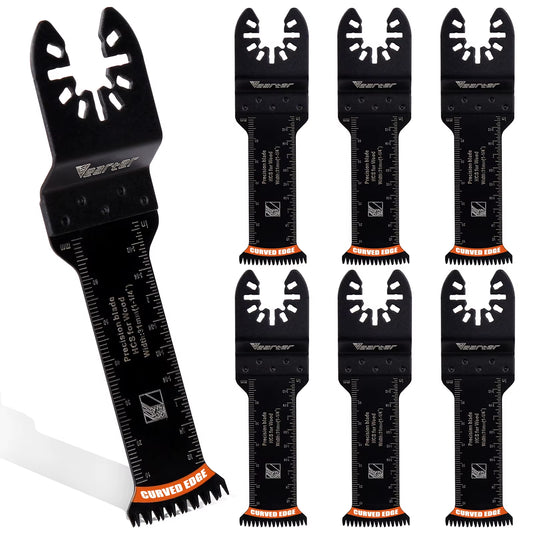 7-Piece Extra-Long HCS Curved Edge Oscillating Saw Blade Set for Wood and Plastic - 31mm