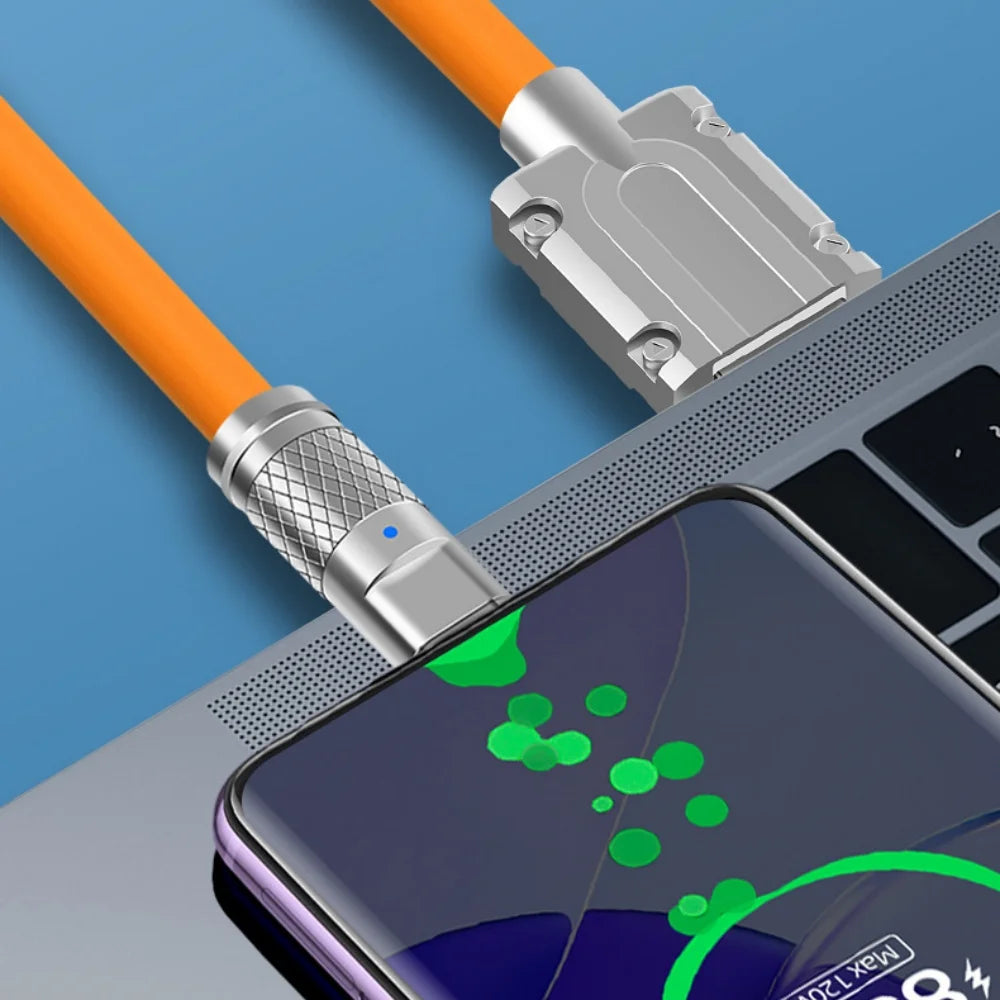 USB to Type-C 180-Degree Rotating Charging and Data Cable, 120W Super Fast Charging and High-Speed Data Transfer for iPhone and Samsung Devices