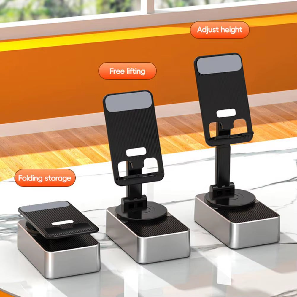 Bluetooth-Compatible Rotating Phone Stand with Integrated Wireless Speaker and Adjustable Foldable Design