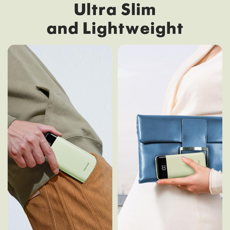 Charmast Ultra-Slim 10,000mAh Portable Charger with Integrated Cables, 6 Outputs & 3 Inputs for Fast Charging, Compatible with All Smartphones, Tablets, and USB-C Devices, Ideal for Travel