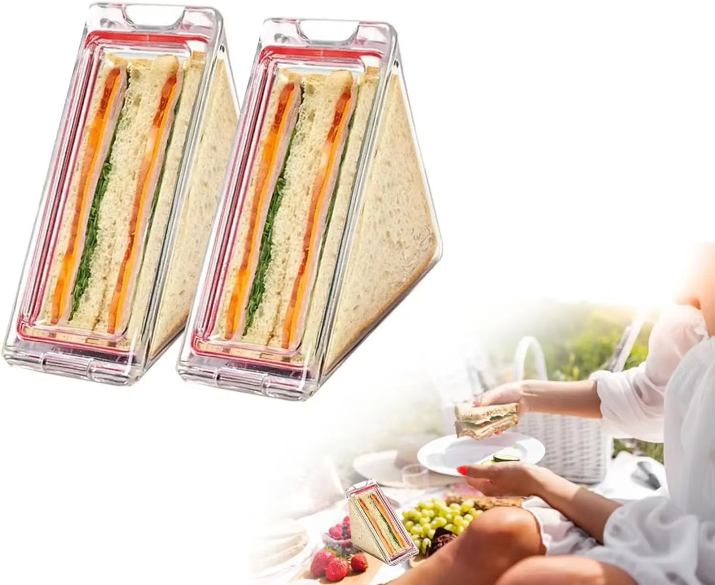 Eco-Friendly Reusable Clear Portable Triangle Sandwich Container
