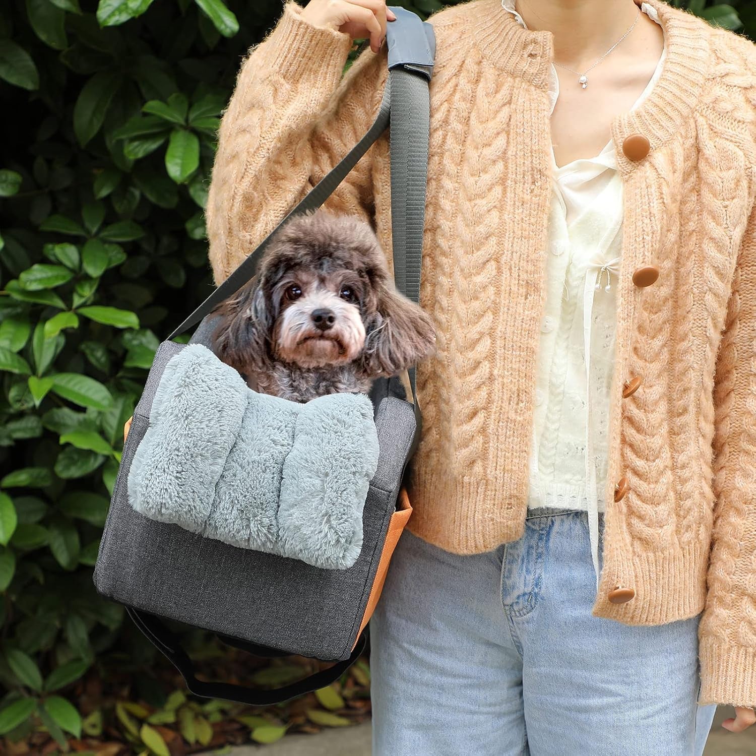 Small Dog Center Console Car Seat Booster - Dark Gray Pet Seat for Puppies