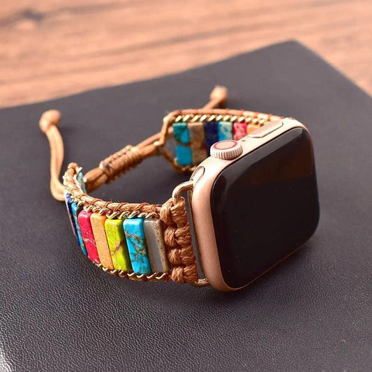 Chakra Stone Crystal Watch Band Straps for Apple Watch Series 1-10 and SE/Ultra (38/40/42/44/45mm)