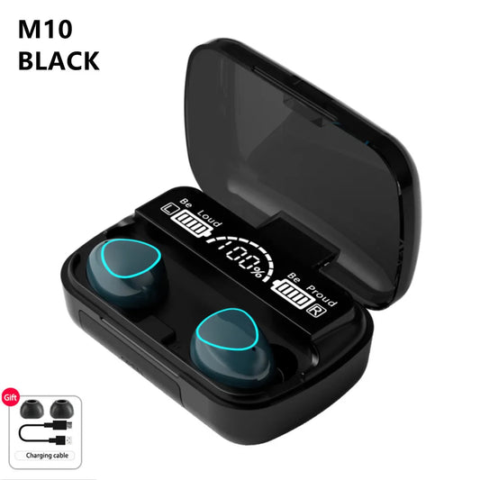 TWS M10 Wireless Bluetooth Headphones with LED Display, 3500mAh Charging Case, 9D Stereo Sound, Sports Waterproof Design, and Bluetooth 5.1 Technology