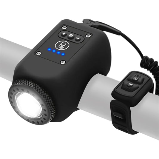 ABMO Dual Function Bike Light and Horn Set for Night Riding - 4 Light Modes, IPX5 Waterproof, Black