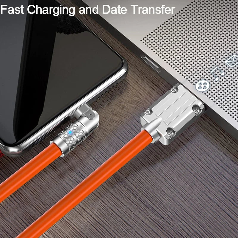 USB to Type-C 180-Degree Rotating Charging and Data Cable, 120W Super Fast Charging and High-Speed Data Transfer for iPhone and Samsung Devices