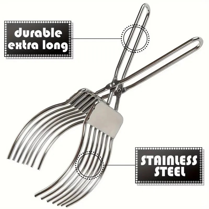 Stainless Steel Roast Beef Cutting Tongs - Multi-functional Meat and Bread Slicer with Onion and Tomato Holder - Essential Kitchen Tool for Efficient Slicing