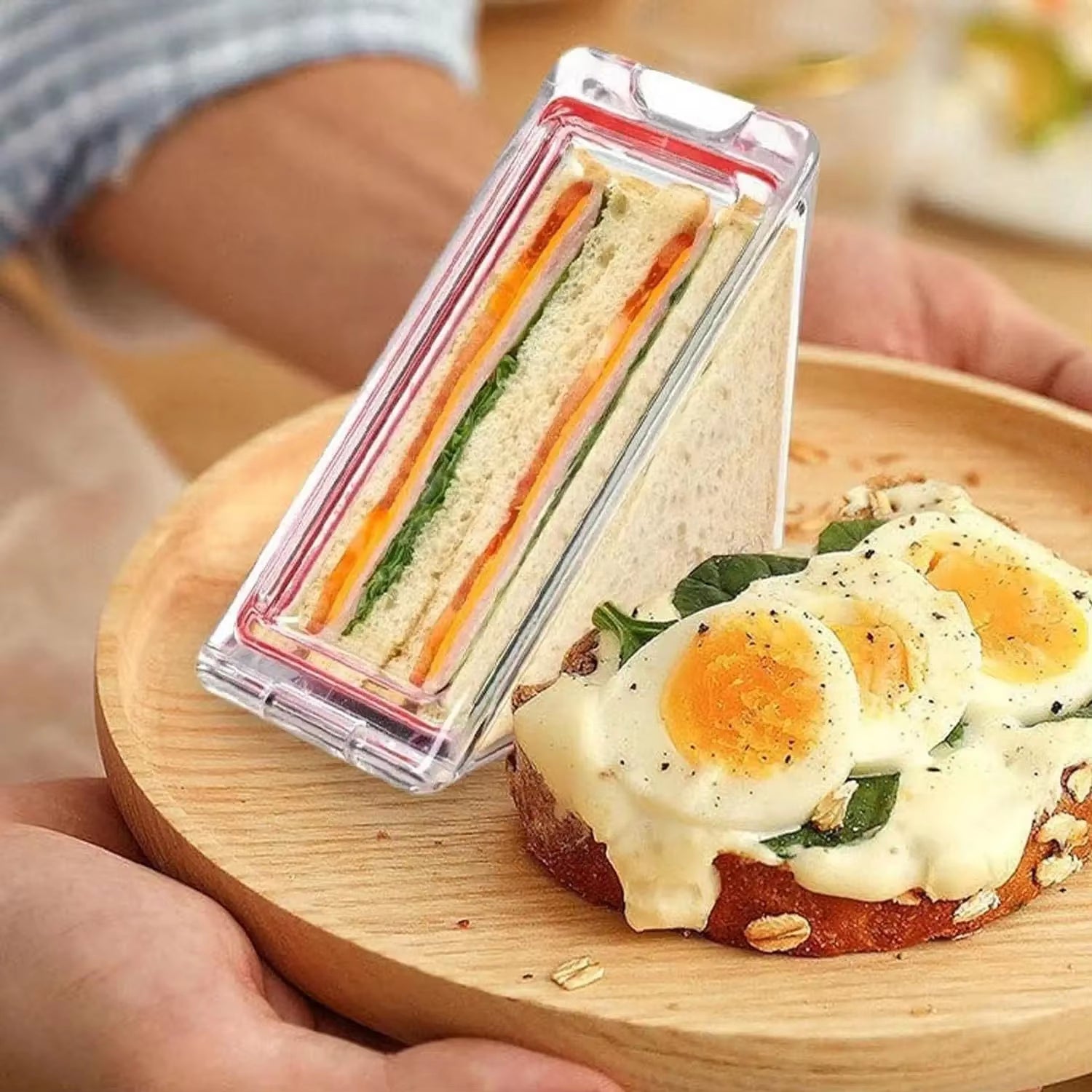 Eco-Friendly Reusable Clear Portable Triangle Sandwich Container