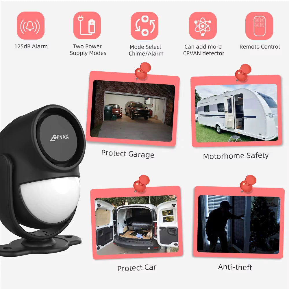 Wireless 433MHz Infrared Motion Sensor Alarm with Remote Control for Enhanced Home Security - 125dB Burglar Detection System