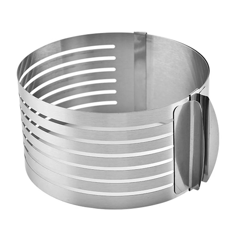 Adjustable Stainless Steel Round Cake Cutter and Slicer - 20CM and 30CM, 7-Layer Mousse Ring Mold Baking Tool