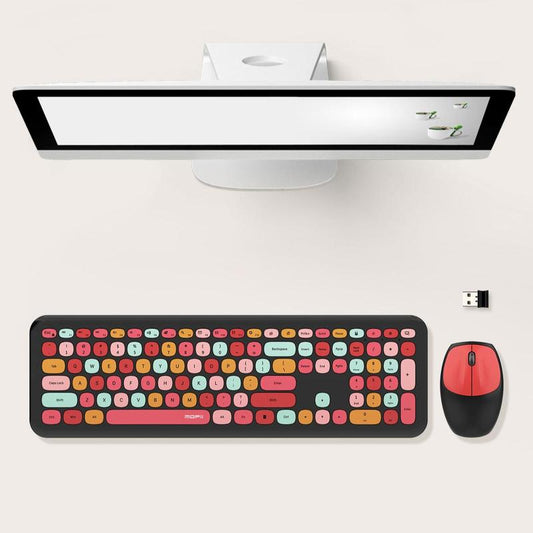 Mofii Wireless Keyboard and Mouse Combination - Full-Sized Plug and Play with Colorful Design, Silent Keycaps, and USB-A 2.4G Receiver for Laptop, PC, and Desktop Use