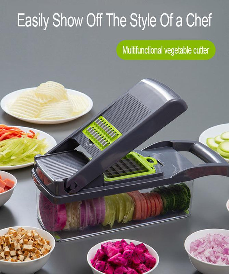 14-in-1 Professional Vegetable and Fruit Chopper, Dicer, and Slicer for Kitchen Use
