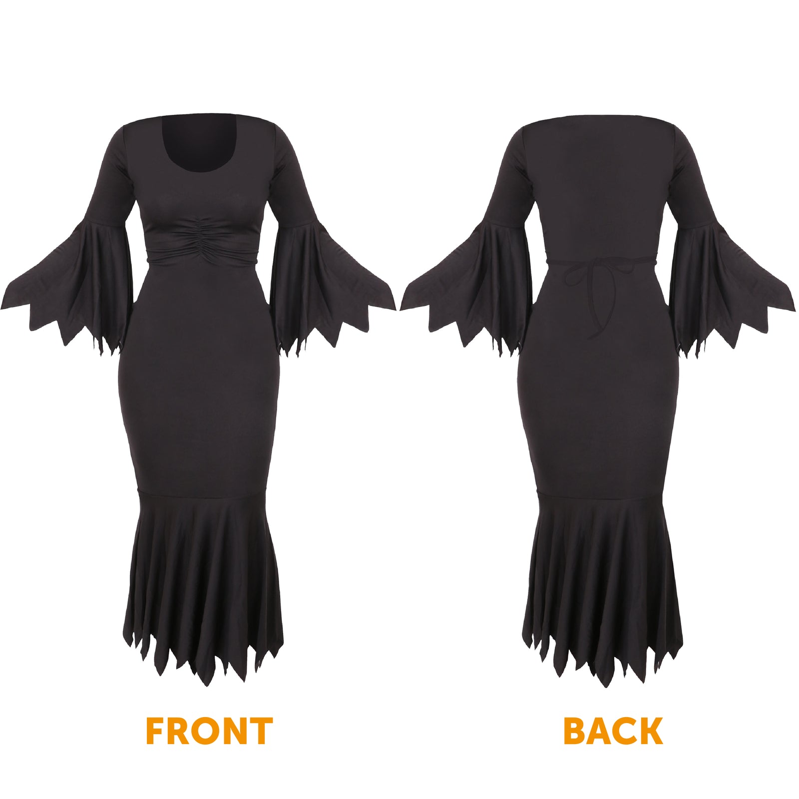 Elegant Gothic Witch Costume for Women with Fishtail Dress and Hat for Halloween