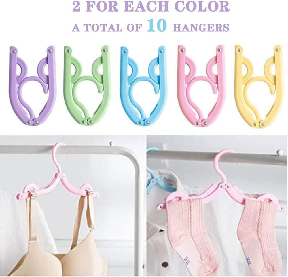 10-Pack Portable Foldable Plastic Travel Hangers - Compact Clothes Drying Rack for Travel