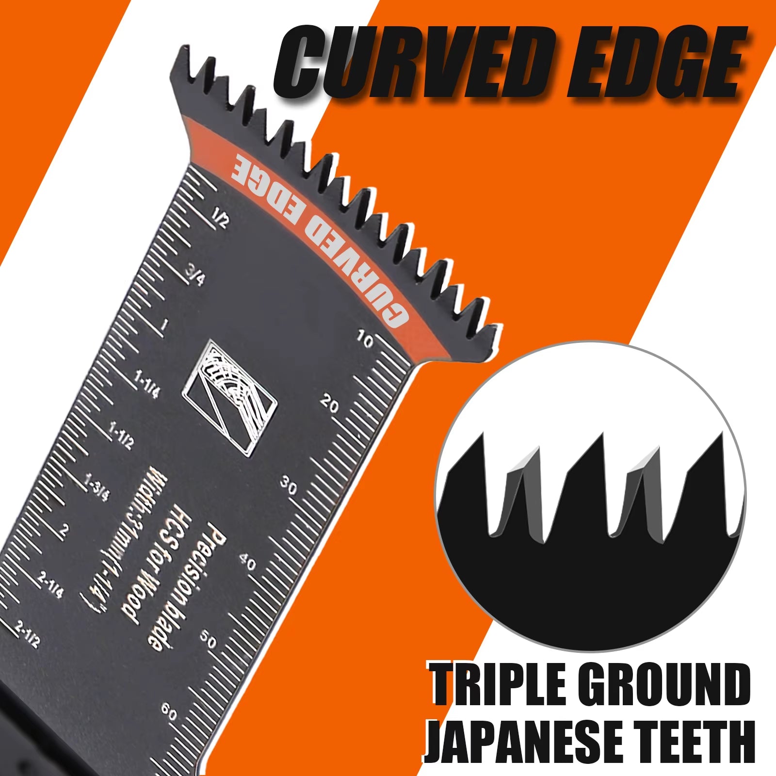 7-Piece Extra-Long HCS Curved Edge Oscillating Saw Blade Set for Wood and Plastic - 31mm