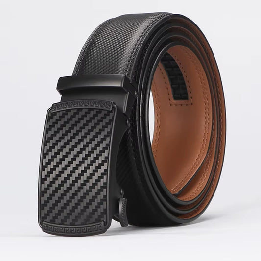 Genuine Leather Men's Adjustable Ratchet Dress Belts with Automatic Alloy Buckle - Elegant Business Style - Ideal Father's Day Gift