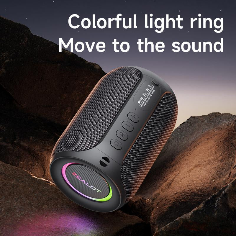 ZEALOT Wireless Bluetooth Speaker - 15W Stereo Sound with Enhanced Bass, RGB Lighting, Waterproof Design for Outdoor and Indoor Use, Perfect for Camping, Hiking, Cycling, and Gifting