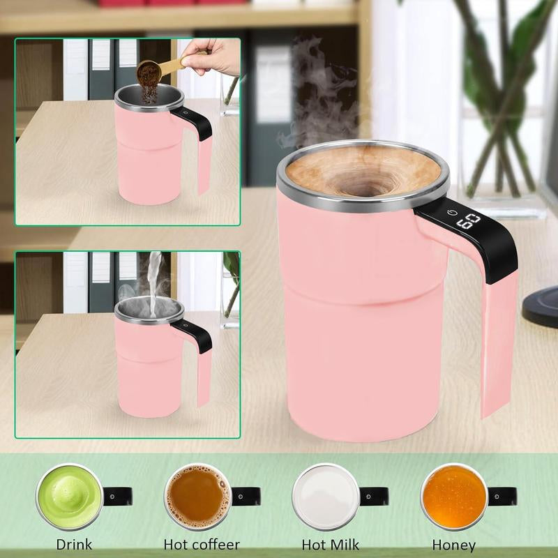 380ml Automatic Magnetic Stirring Coffee Mug with Rechargeable Electric Function and Digital Display - Ideal Gift for Family and Friends
