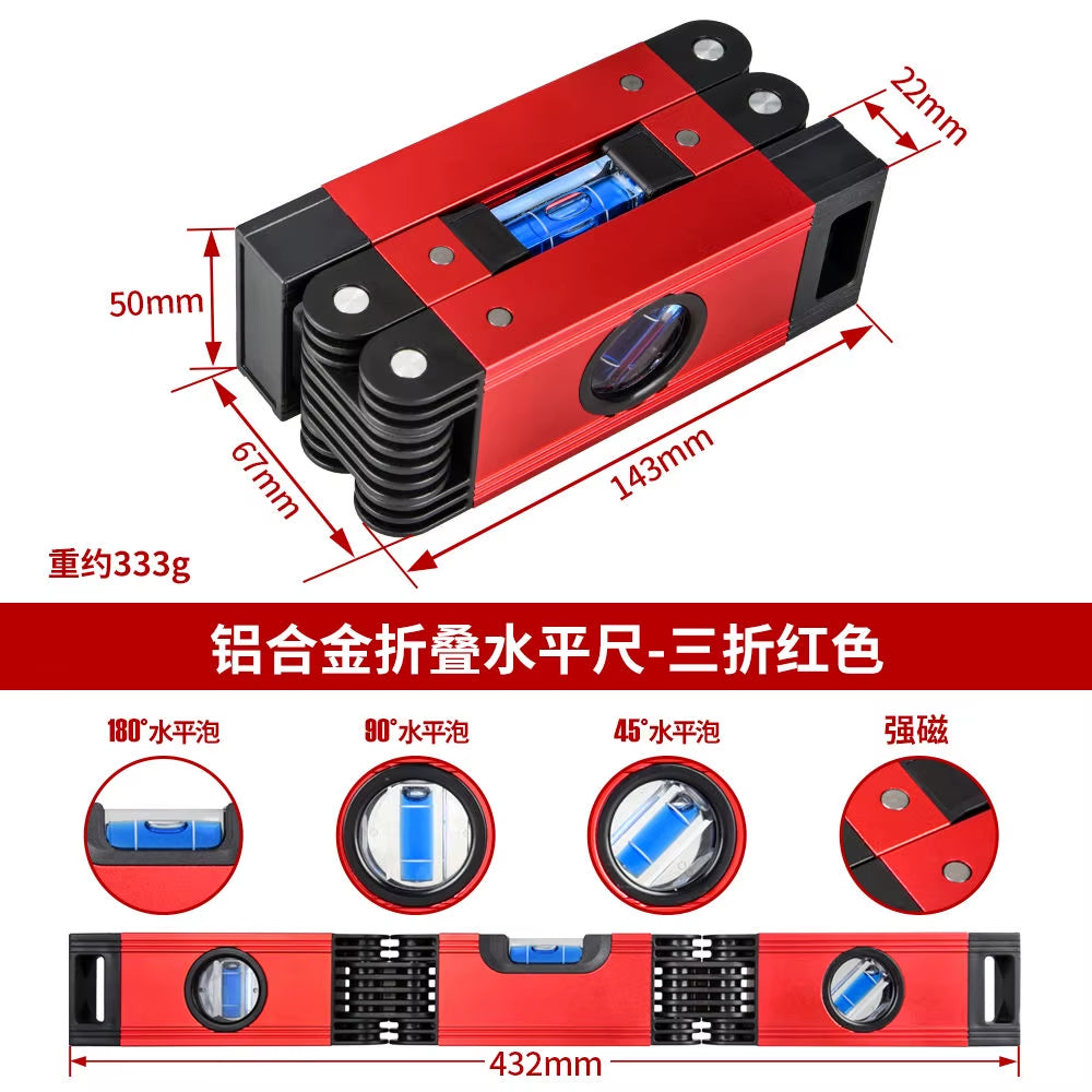 Folding Horizontal Angle Measurement Ruler with Magnetic Leveling and Durable Design, Portable Balancing Tool
