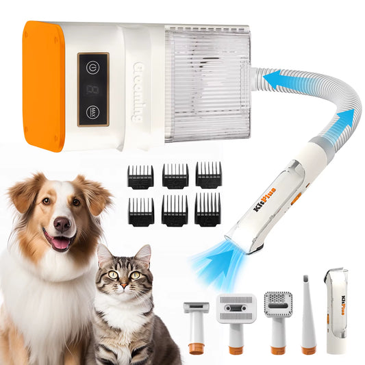 Professional Dog Grooming Kit with Rechargeable Hair Trimmer, 12000Pa Suction Power, 99% Pet Hair Removal, 2L Vacuum Capacity, and 11 Essential Tools