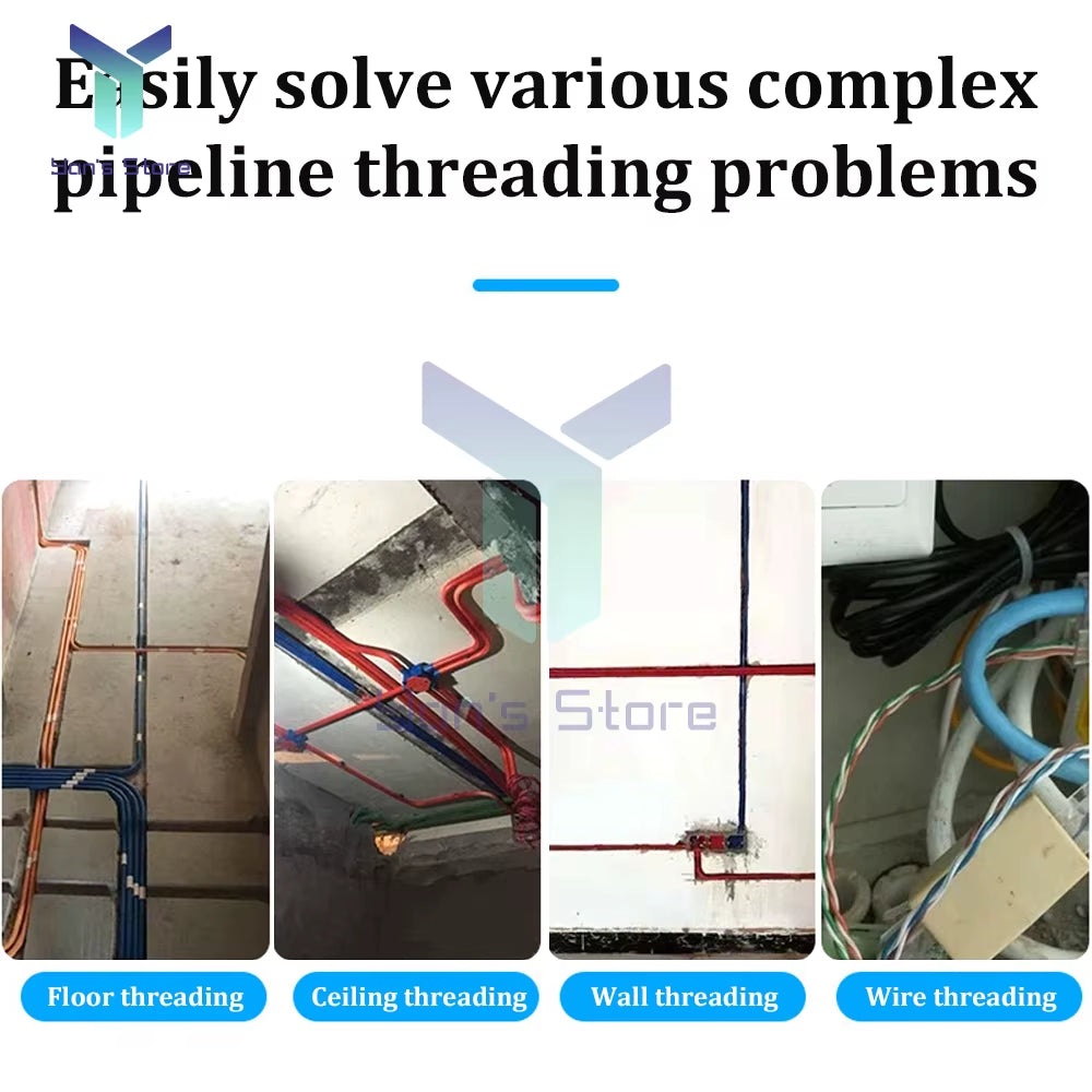 Universal Wire Threading Tool with High Elasticity Spring and Pulley System for Electricians - 5/10M Cable Pulling Solution