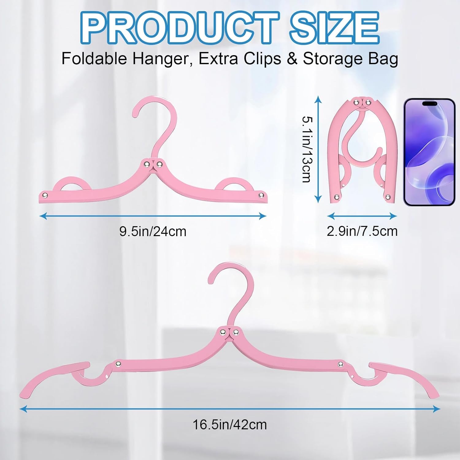 10-Pack Portable Foldable Plastic Travel Hangers - Compact Clothes Drying Rack for Travel