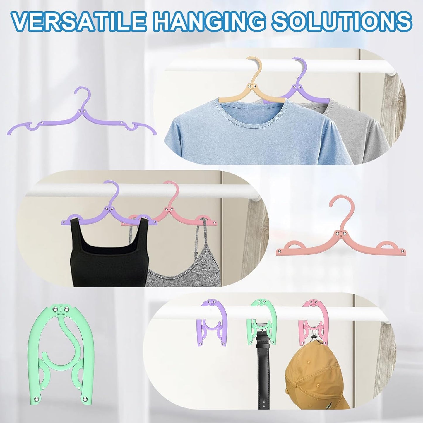 10-Pack Portable Foldable Plastic Travel Hangers - Compact Clothes Drying Rack for Travel