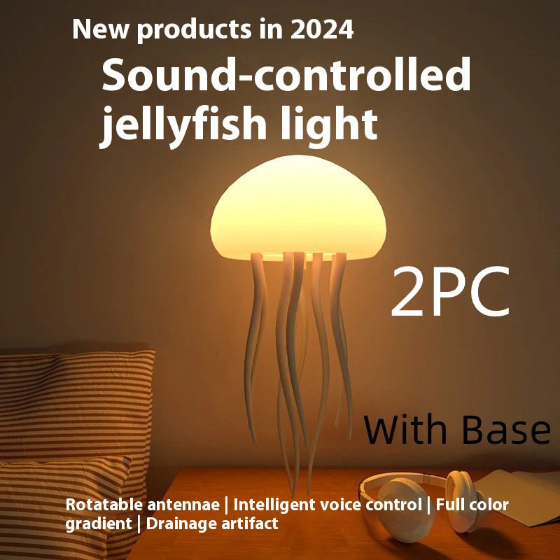 LED Jellyfish Mood Lamp - Portable Smart Night Light for Bedside and Desk Decor