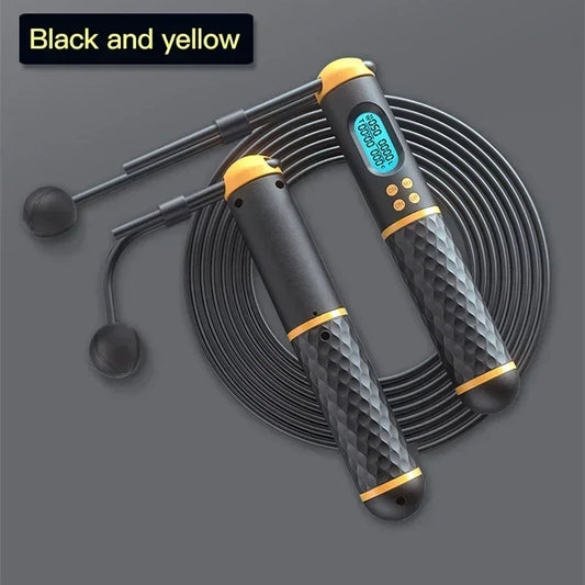 Professional Dual-Function Jump Rope with Digital Counter, High-Speed Ball Bearings, and Ergonomic Non-Slip Handles for Enhanced Calorie Tracking and Fitness.