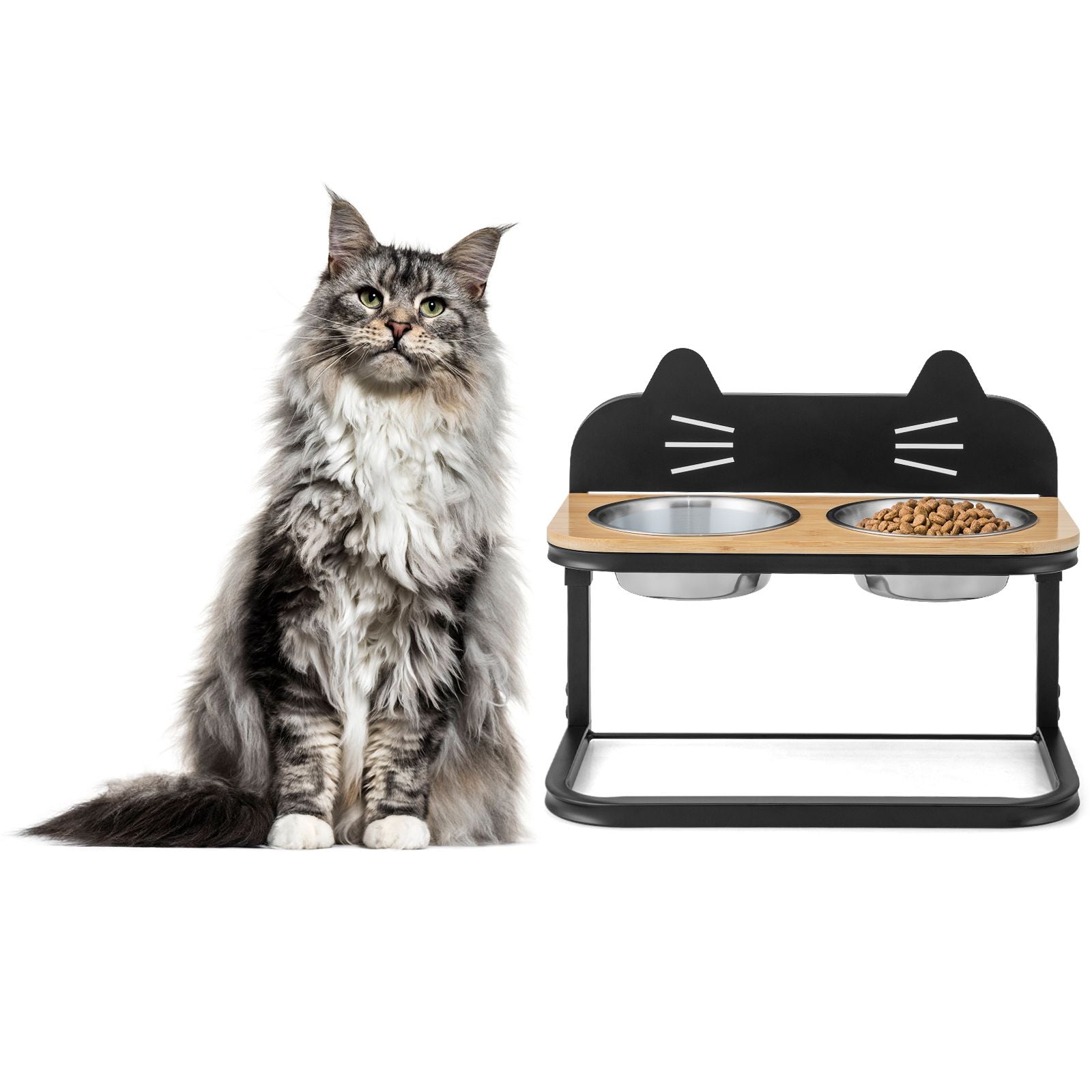 Elevated Cat Feeder with Dual Stainless Steel Bowls