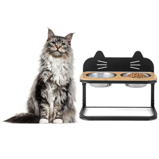 Elevated Cat Feeder with Dual Stainless Steel Bowls