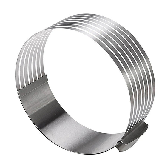 Adjustable Stainless Steel Round Cake Cutter and Slicer - 20CM and 30CM, 7-Layer Mousse Ring Mold Baking Tool