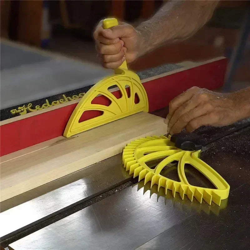 Table Saw Push Stick and Featherboard Locator Tool Set for Woodworking Applications with Circular Saws and Trim Routers