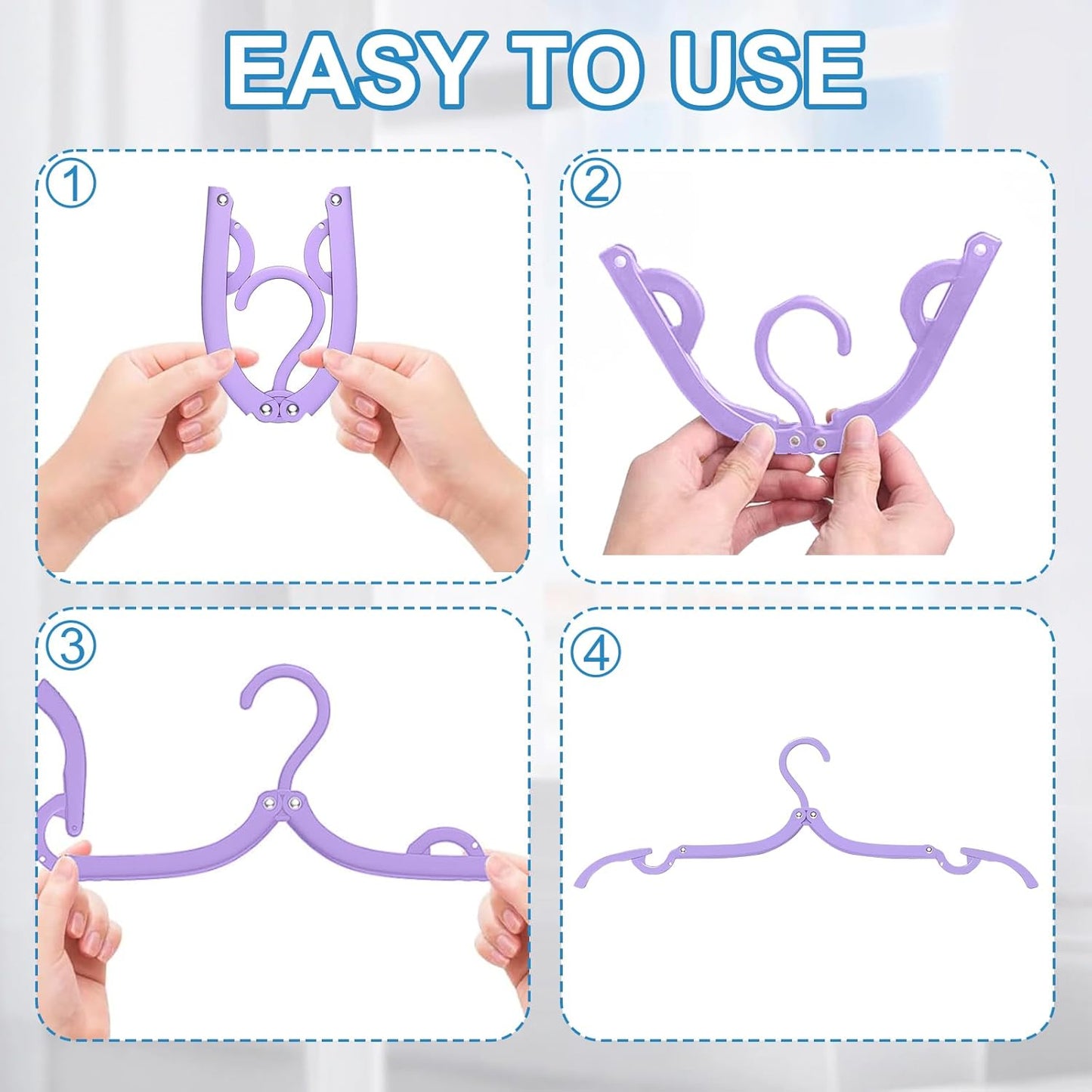 10-Pack Portable Foldable Plastic Travel Hangers - Compact Clothes Drying Rack for Travel