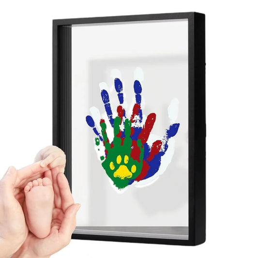 Handprint and Footprint Photo Frame Kit - DIY Wooden Keepsake for Treasured Family, Baby, and Pet Memories