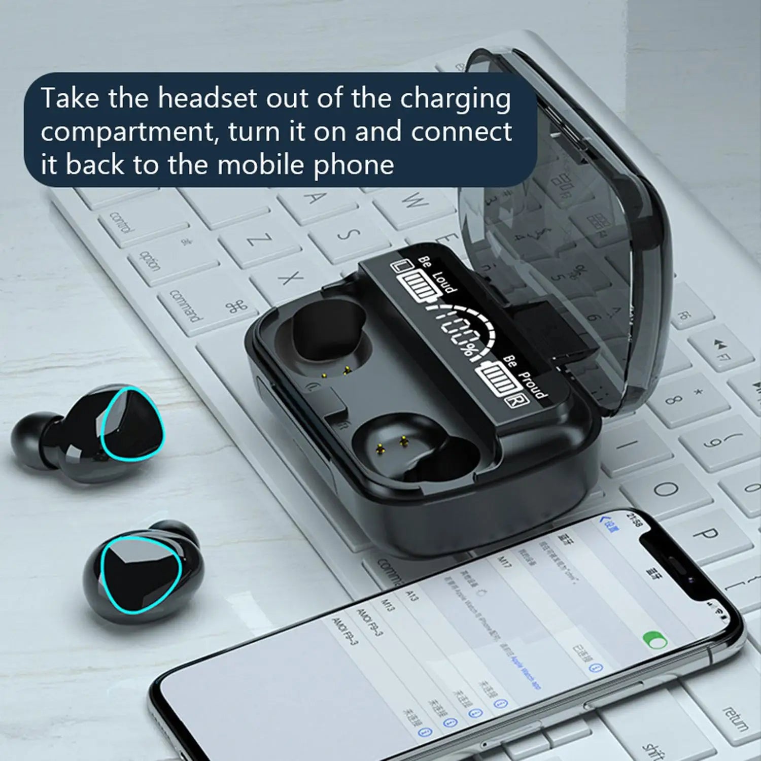 TWS M10 Wireless Bluetooth Headphones with LED Display, 3500mAh Charging Case, 9D Stereo Sound, Sports Waterproof Design, and Bluetooth 5.1 Technology