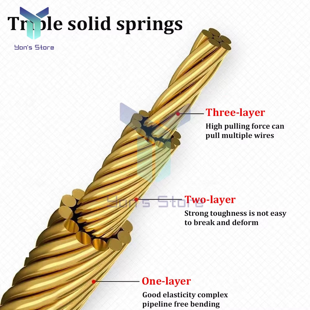 Universal Wire Threading Tool with High Elasticity Spring and Pulley System for Electricians - 5/10M Cable Pulling Solution