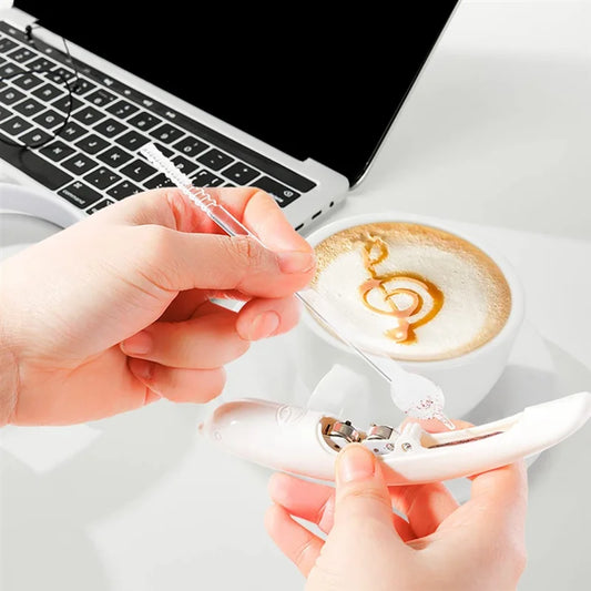Electrical Latte Art Pen for Cake and Coffee Decoration - White Pastry Tool