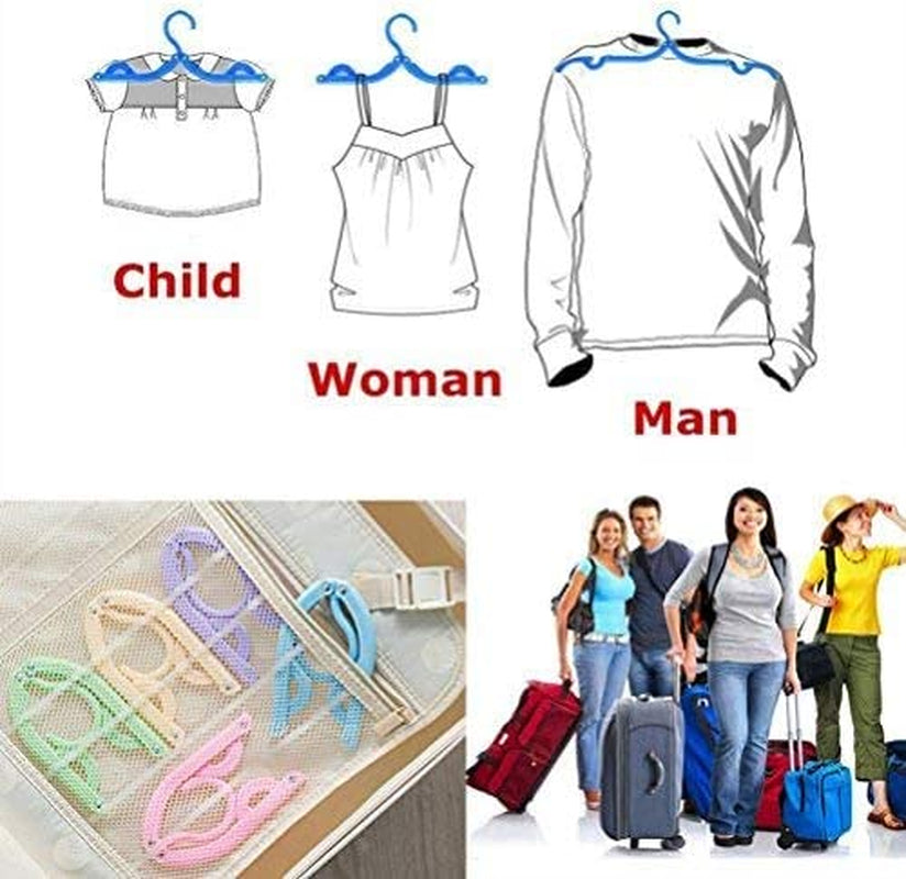 10-Pack Portable Foldable Plastic Travel Hangers - Compact Clothes Drying Rack for Travel