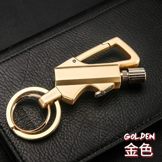Multifunctional Keychain Kerosene Lighter with Beer Bottle Opener - Portable Outdoor Igniter and Smoking Accessory for Men