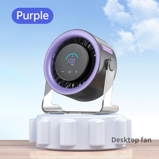 Coolhill Turbo Desktop Fan with 100-Speed Digital Display, Quiet Operation, Rechargeable Battery, and Dual Adjustment Modes for Office Environments