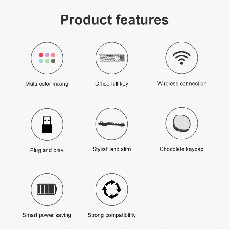 Mofii Wireless Keyboard and Mouse Combination - Full-Sized Plug and Play with Colorful Design, Silent Keycaps, and USB-A 2.4G Receiver for Laptop, PC, and Desktop Use