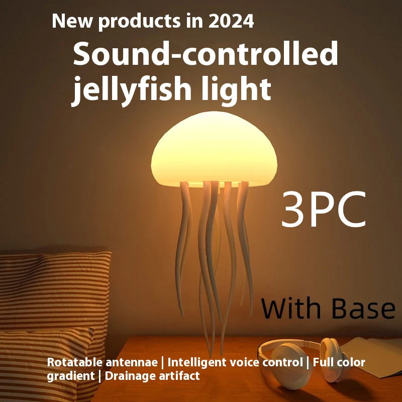 LED Jellyfish Mood Lamp - Portable Smart Night Light for Bedside and Desk Decor