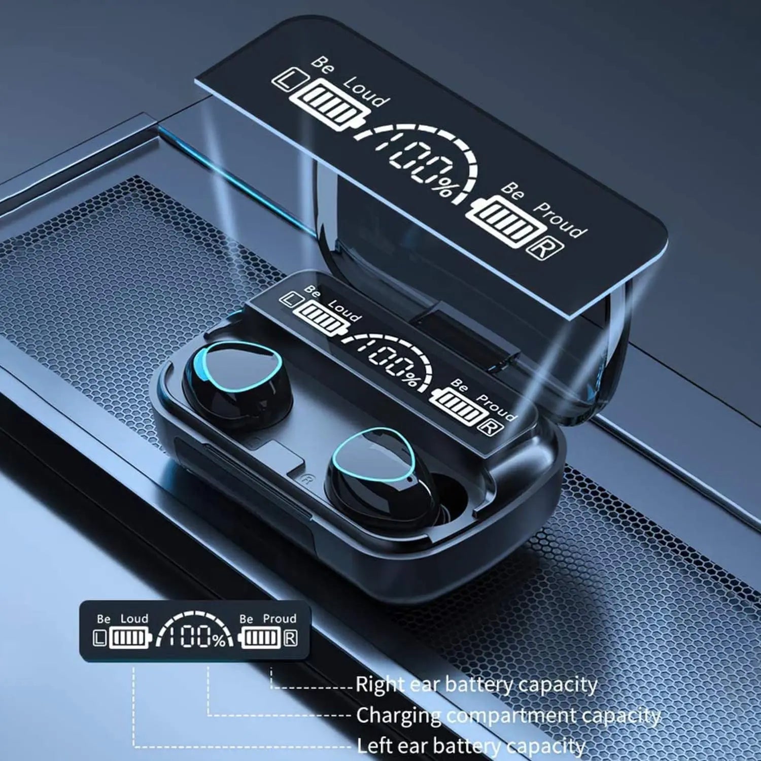 TWS M10 Wireless Bluetooth Headphones with LED Display, 3500mAh Charging Case, 9D Stereo Sound, Sports Waterproof Design, and Bluetooth 5.1 Technology