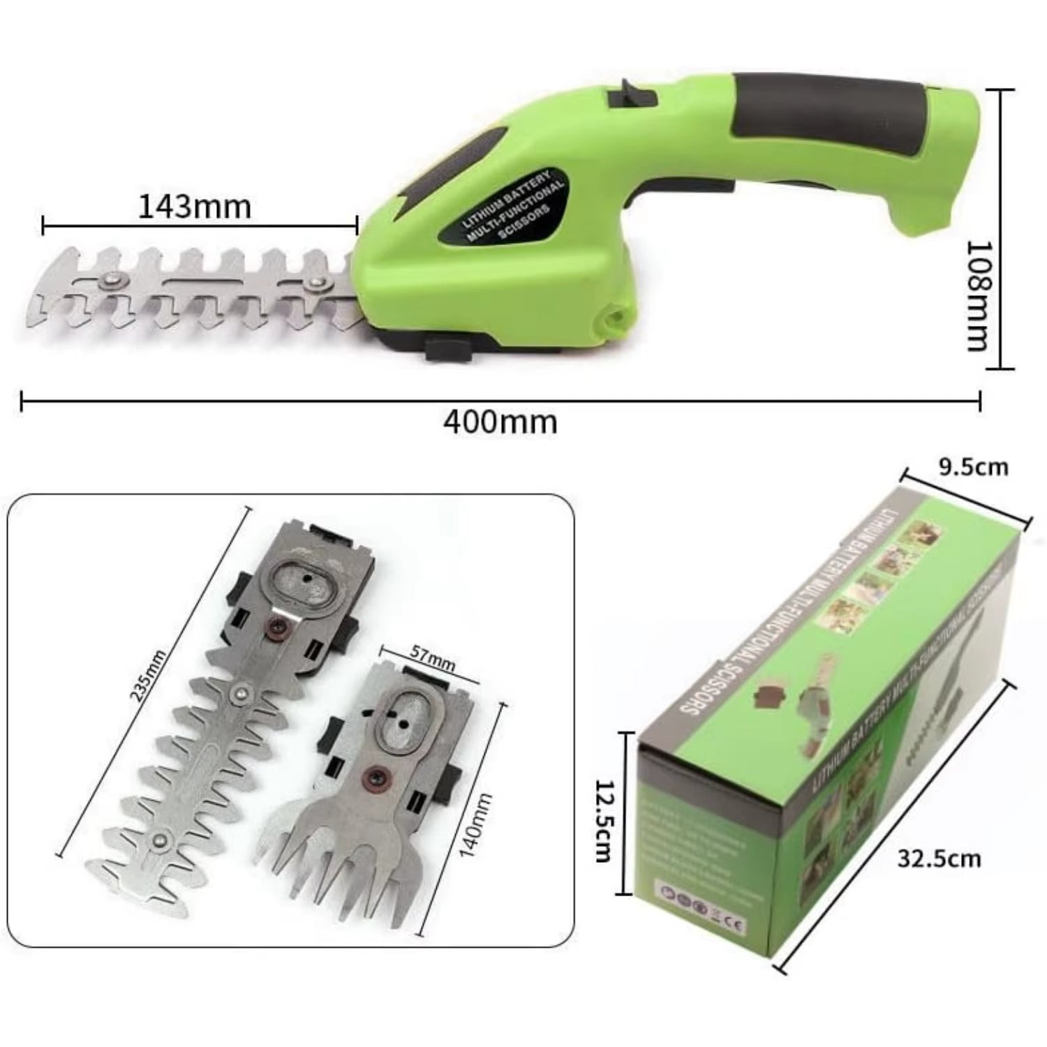 Cordless 2-in-1 Grass Shear and Electric Hedge Trimmer with Rechargeable 3.6V Battery System