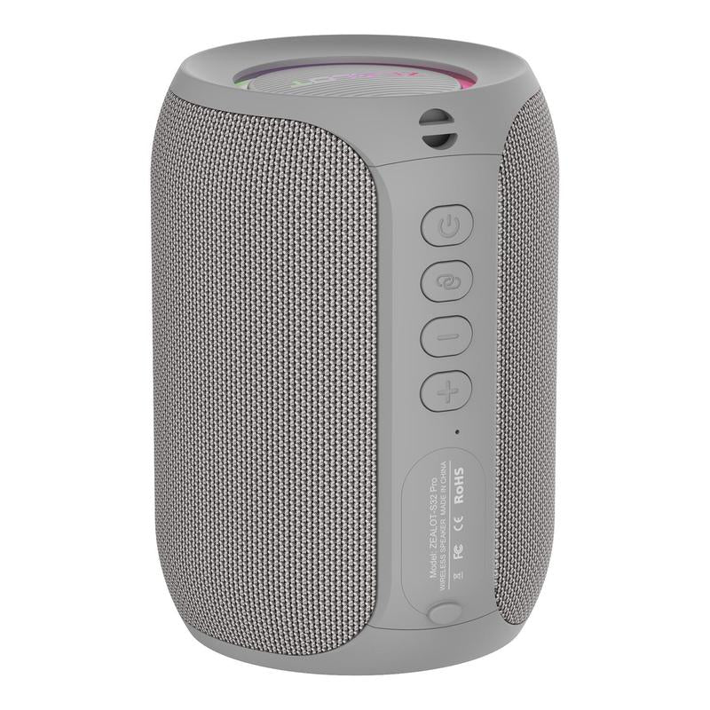 ZEALOT Wireless Bluetooth Speaker - 15W Stereo Sound with Enhanced Bass, RGB Lighting, Waterproof Design for Outdoor and Indoor Use, Perfect for Camping, Hiking, Cycling, and Gifting