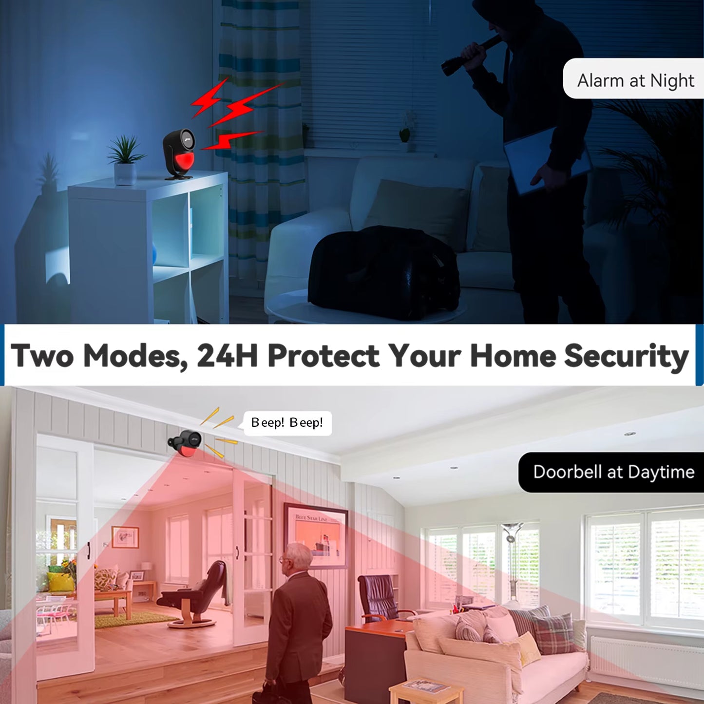 Wireless 433MHz Infrared Motion Sensor Alarm with Remote Control for Enhanced Home Security - 125dB Burglar Detection System