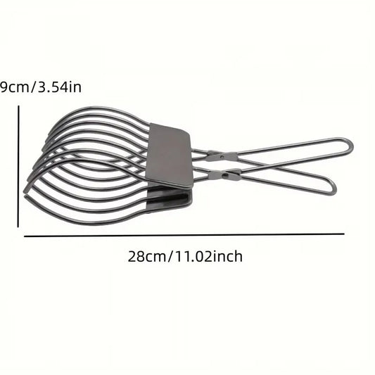 Stainless Steel Roast Beef Cutting Tongs - Multi-functional Meat and Bread Slicer with Onion and Tomato Holder - Essential Kitchen Tool for Efficient Slicing