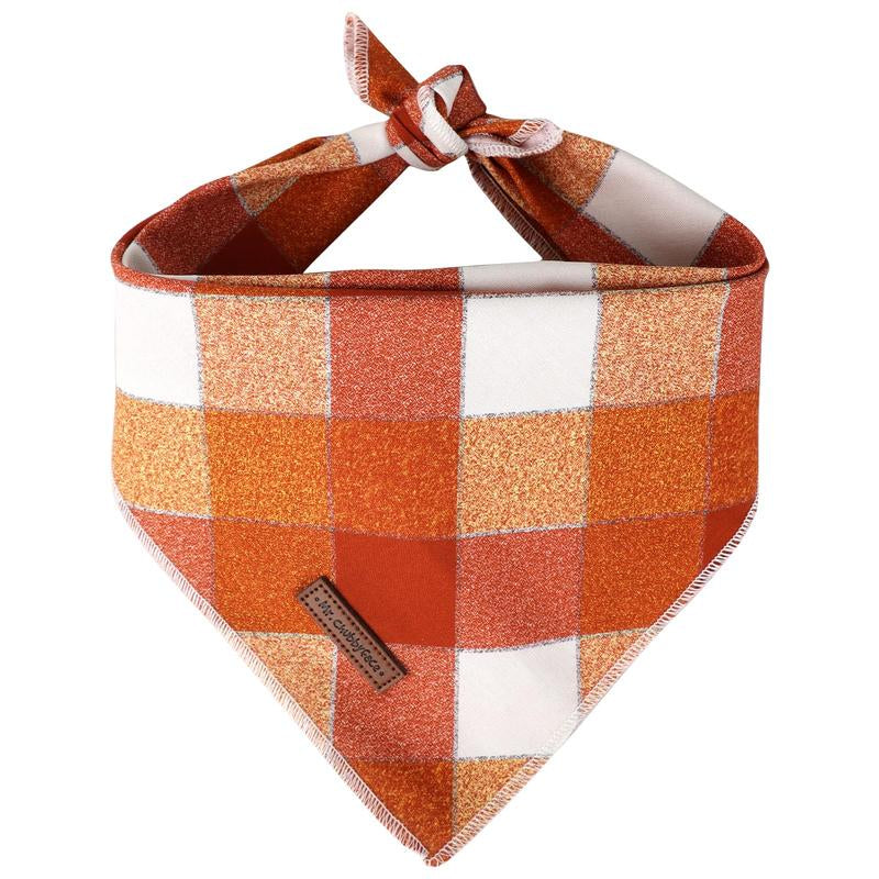 MR. CHUBBYFACE Reversible Fall Orange Plaid Dog and Cat Bandanas